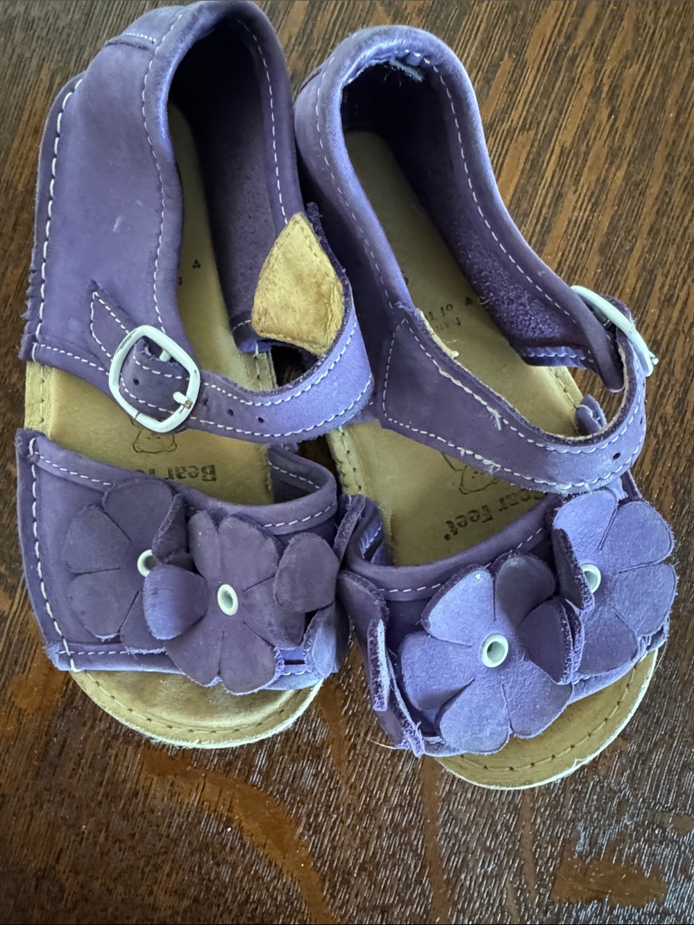 Kids Purple Flower Sandals Bear Feet Size 9